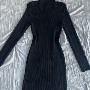 Wild Fable Black Ribbed Long Sleeve Dress